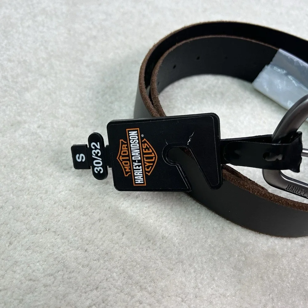 Harley Davidson Men's Small (30/32) Black Genuine Leather Belt Embossed Logo